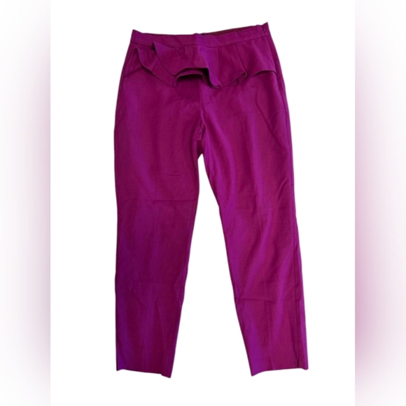 J.Crew Trousers Fuchsia Frilly Formal Size 4 Wool Blend - Picture 5 of 11
